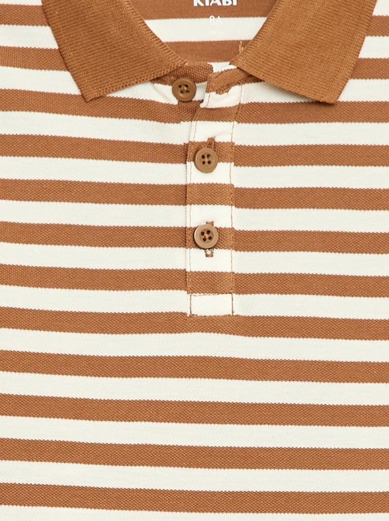 Polo à manches courtes en piqué de coton Beige - Kiabi