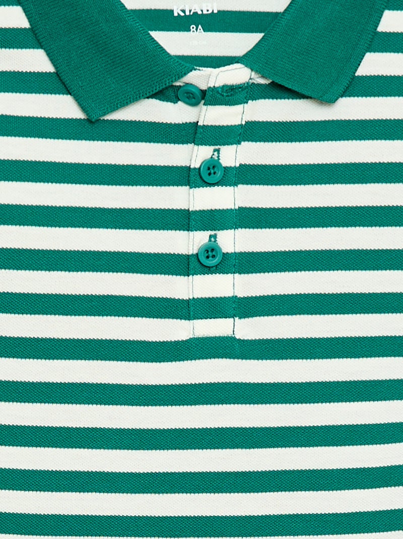 Polo à manches courtes en piqué de coton Vert - Kiabi