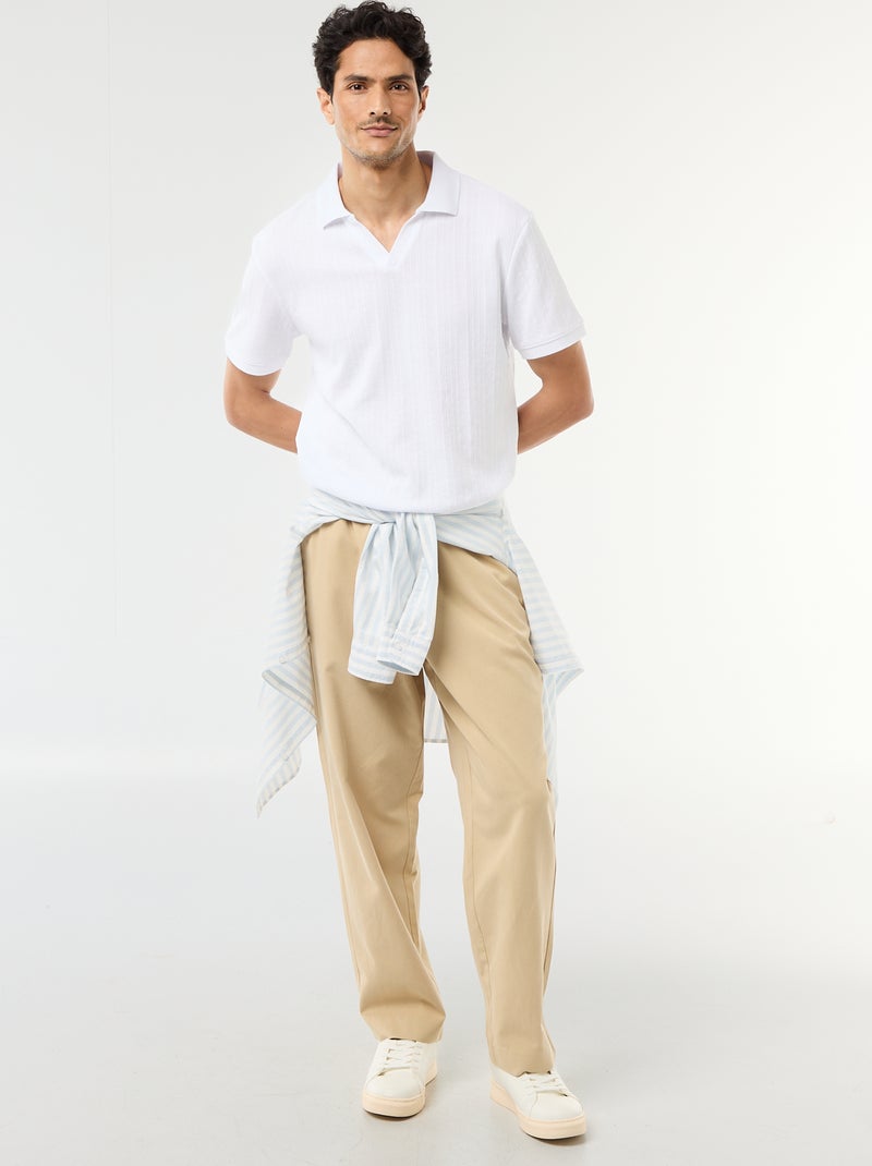 Polo à manches courtes et matière en nid d'abeilles Blanc - Kiabi