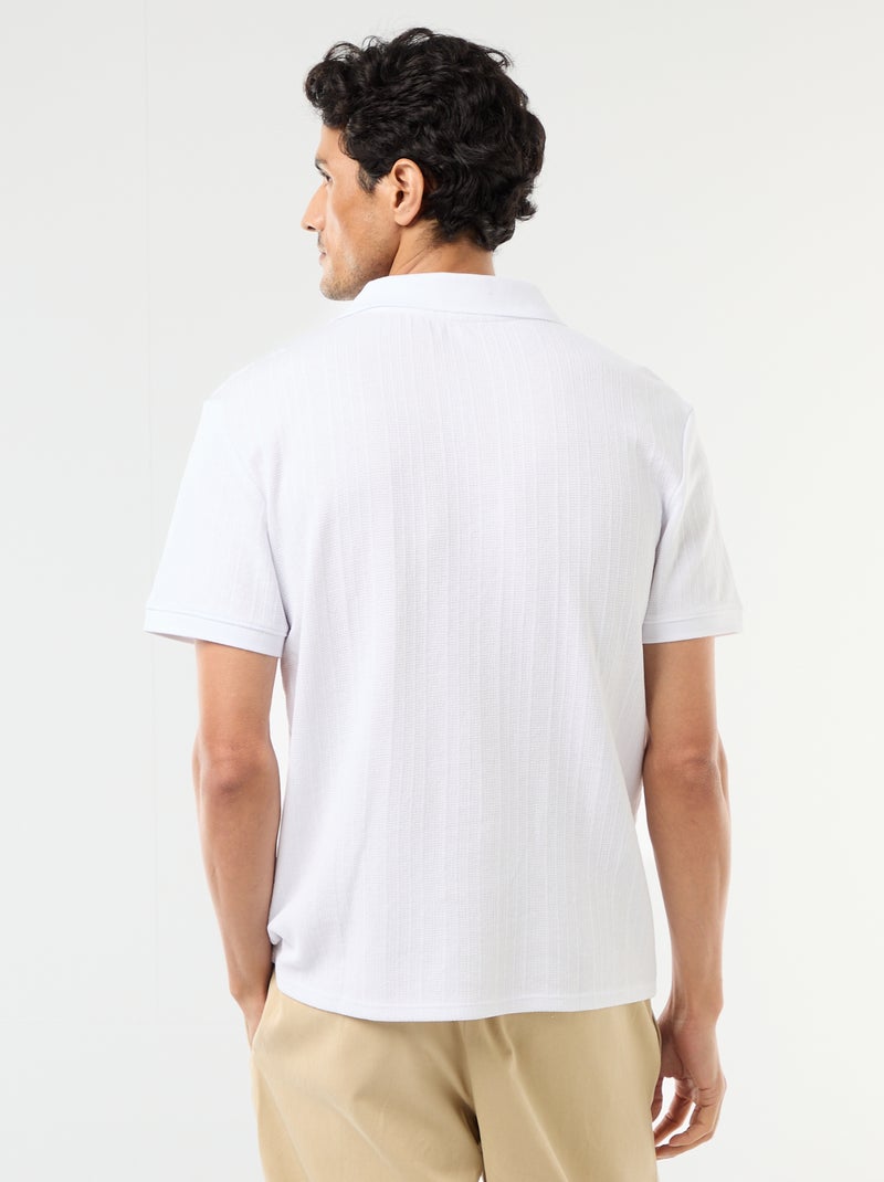 Polo à manches courtes et matière en nid d'abeilles Blanc - Kiabi