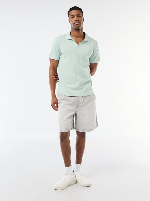 Polo à manches courtes et matière en nid d'abeilles - Kiabi