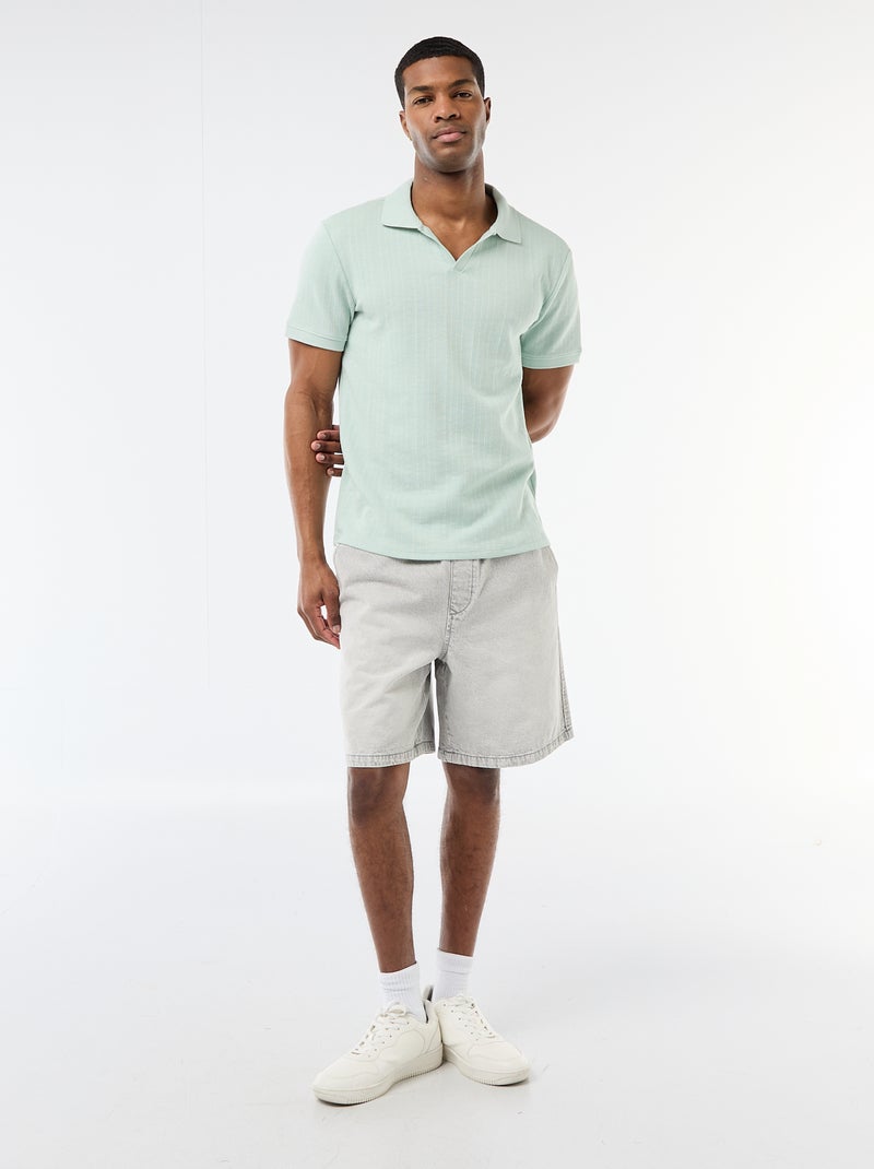 Polo à manches courtes et matière en nid d'abeilles Bleu - Kiabi