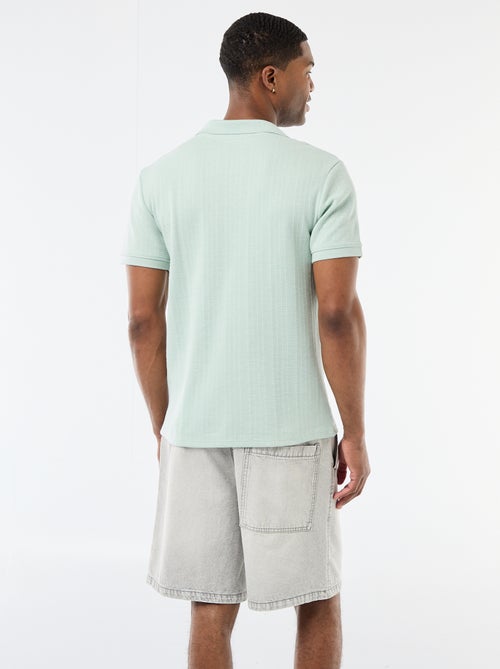 Polo à manches courtes et matière en nid d'abeilles - Kiabi