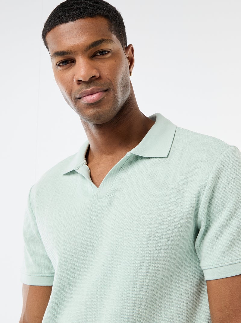 Polo à manches courtes et matière en nid d'abeilles Bleu - Kiabi