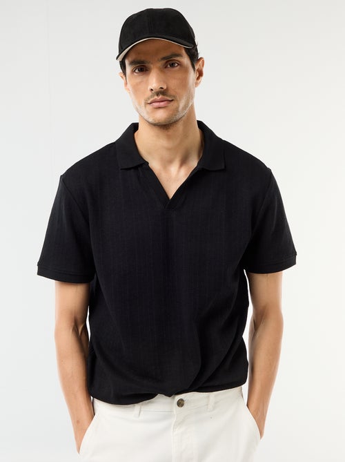 Polo à manches courtes et matière en nid d'abeilles - Kiabi