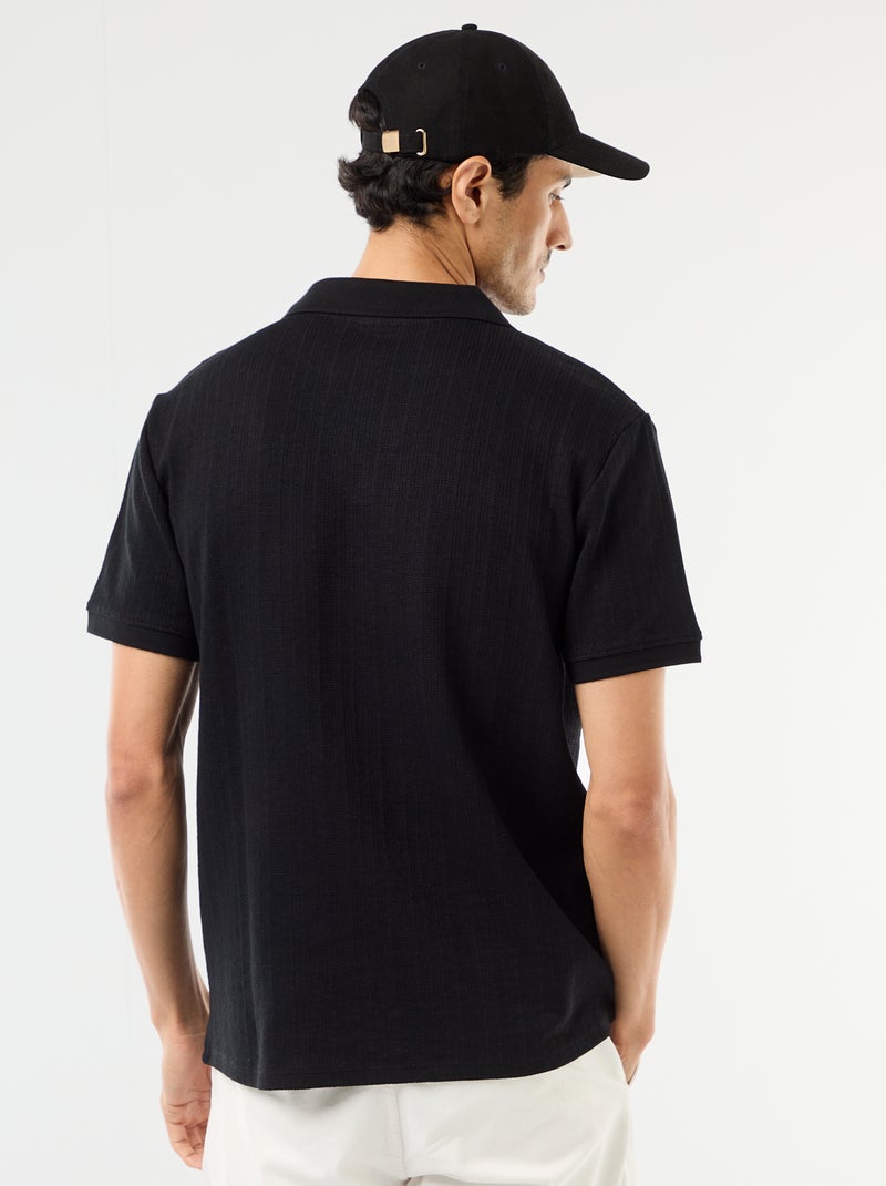 Polo à manches courtes et matière en nid d'abeilles Noir - Kiabi