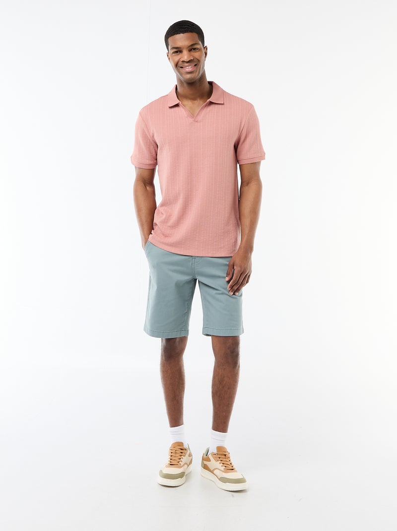 Polo à manches courtes et matière en nid d'abeilles Rose - Kiabi