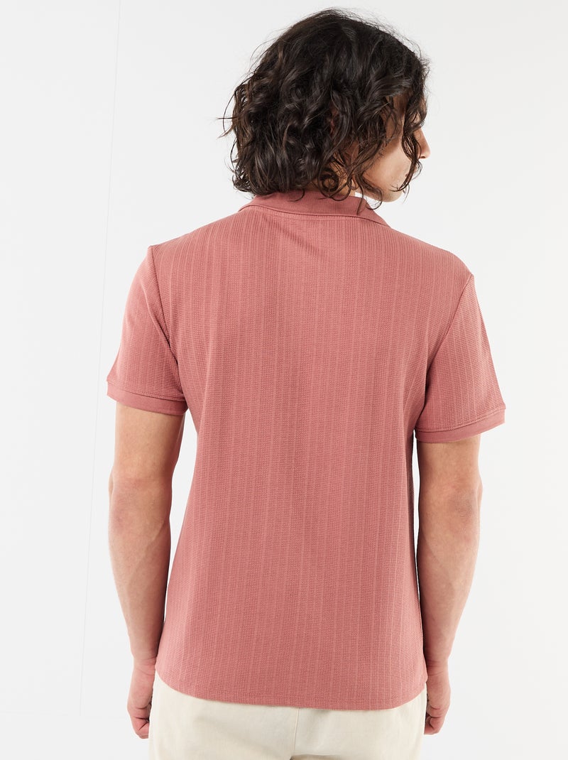 Polo à manches courtes et matière en nid d'abeilles Rose - Kiabi