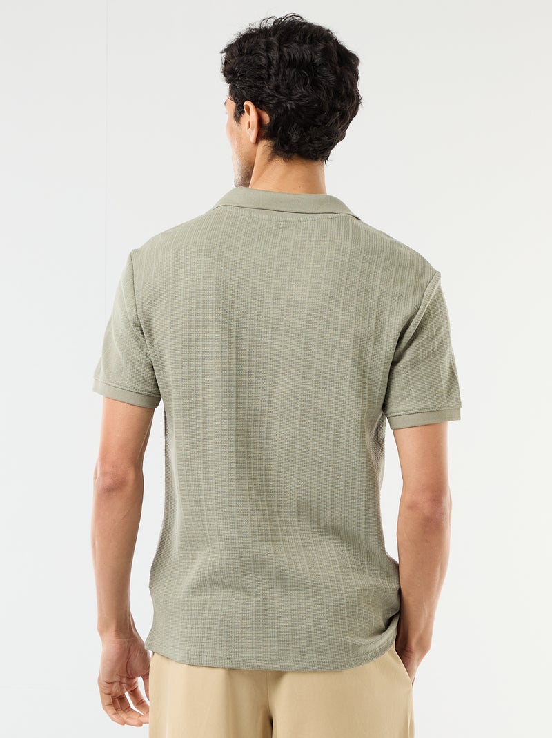 Polo à manches courtes et matière en nid d'abeilles Vert - Kiabi
