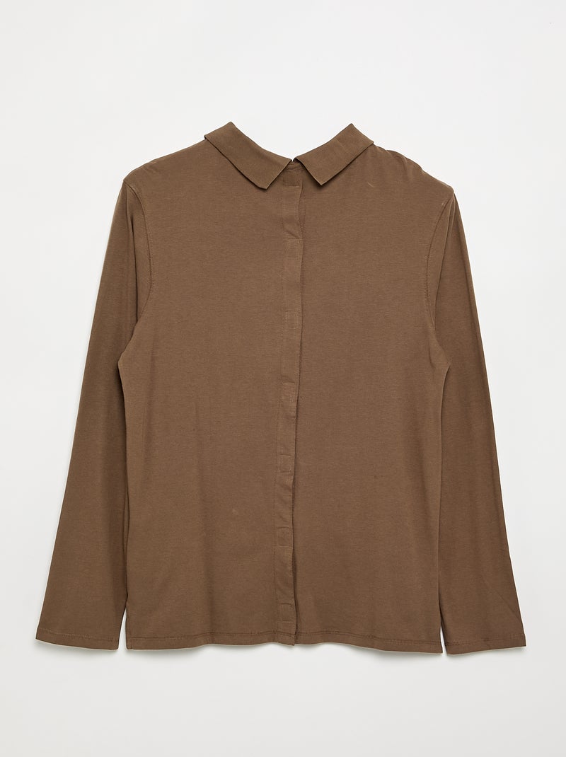 Polo a maniche lunghe - collezione facile da indossare Marrone - Kiabi