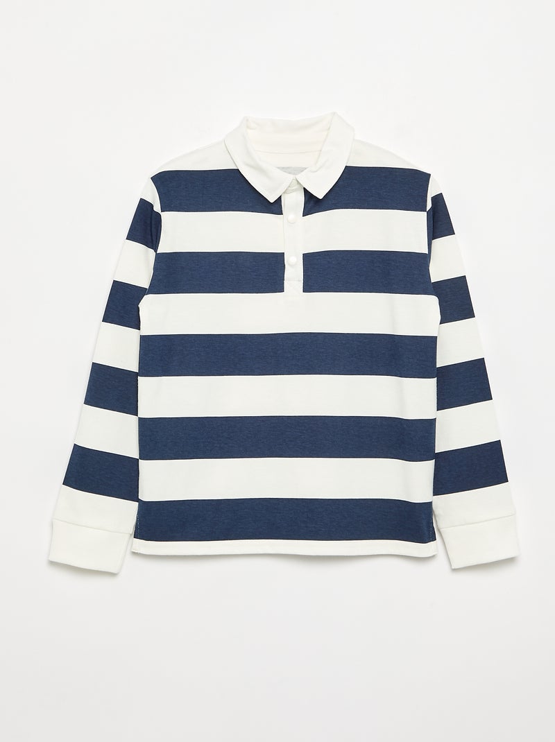 Polo a maniche lunghe a righe - collezione facile da indossare Blu - Kiabi