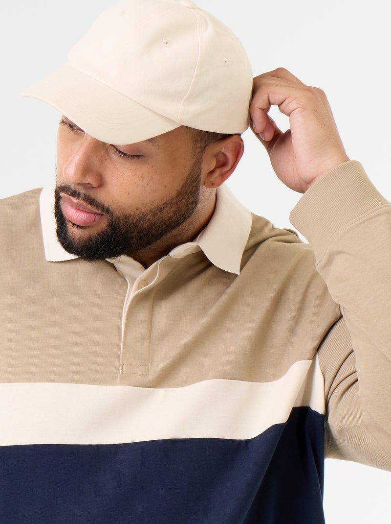 Polo a maniche lunghe stile rugby Beige - Kiabi