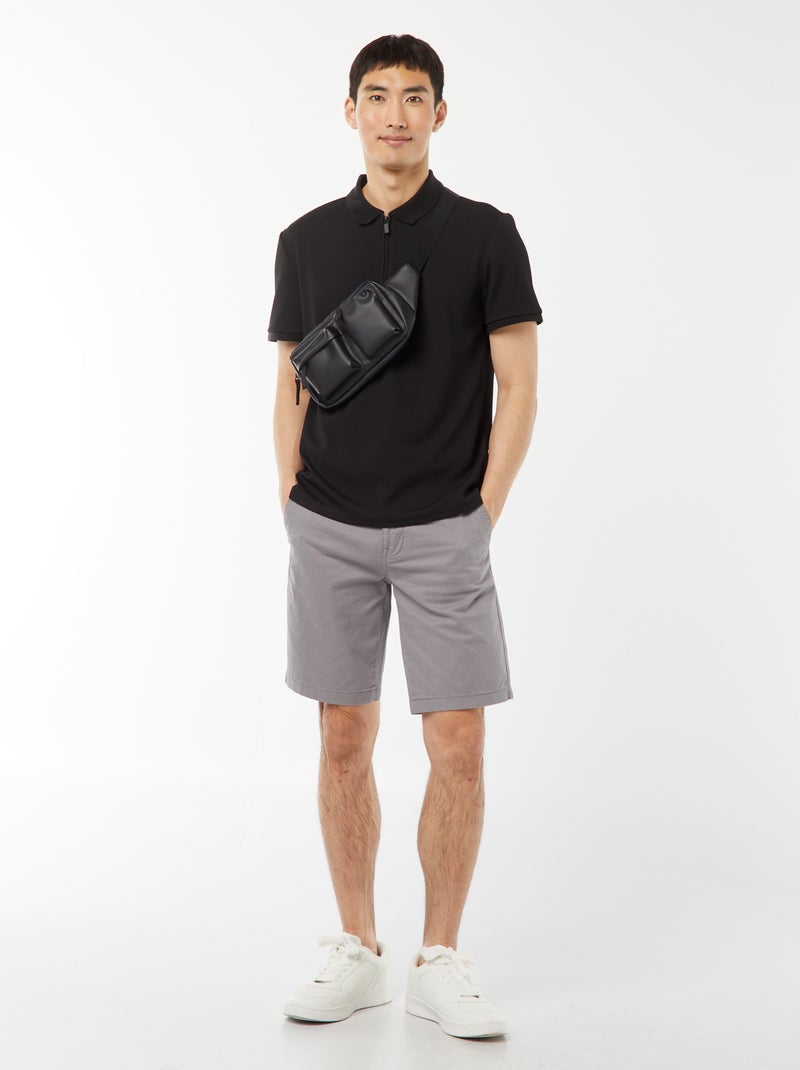 Polo a nido d'ape e collo con zip nero - Kiabi