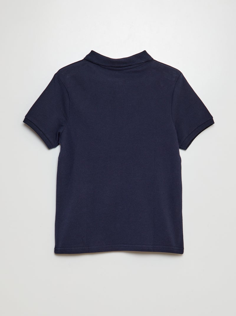 Polo a tinta unita in piqué blu - Kiabi
