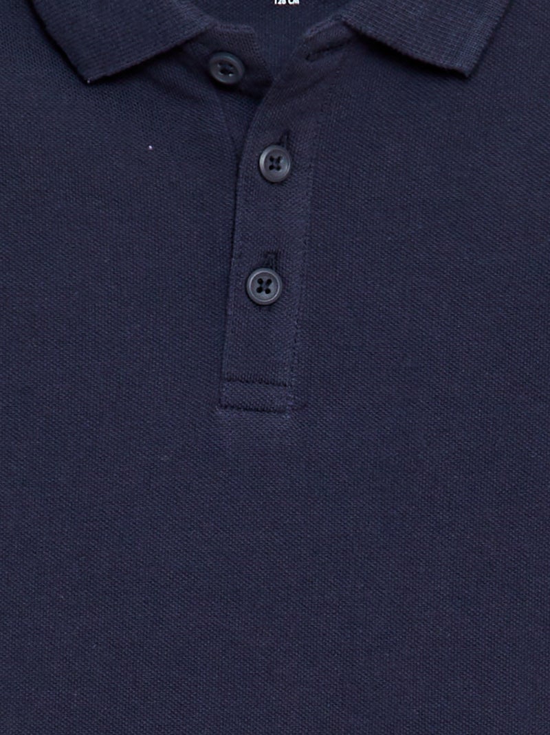 Polo a tinta unita in piqué blu - Kiabi