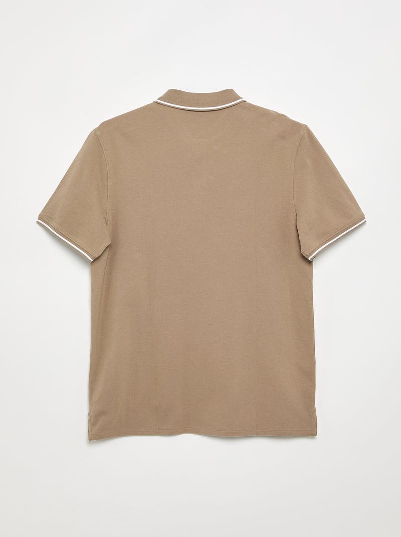 Polo aus Baumwoll-Piqué mit Bruststickerei Beige - Kiabi