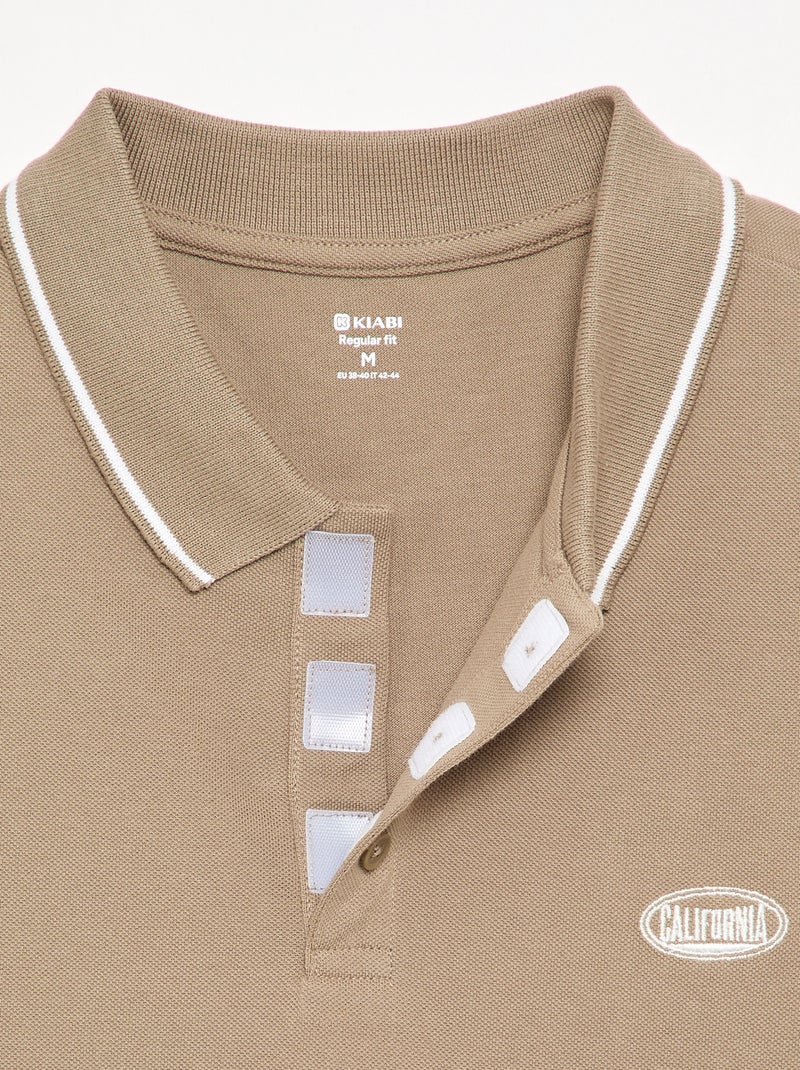Polo aus Baumwoll-Piqué mit Bruststickerei Beige - Kiabi