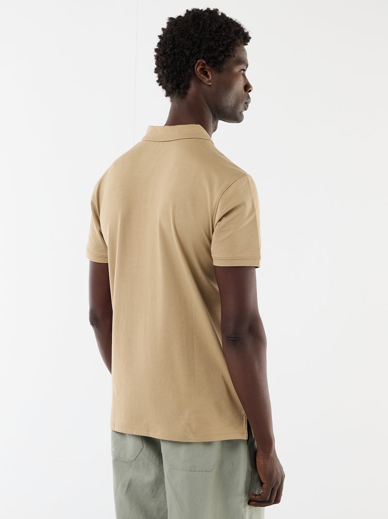 Polo aus Waffelpiqué mit Reissverschlusskragen Beige - Kiabi