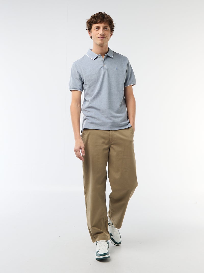 Polo avec broderie sur poitrine Bleu - Kiabi