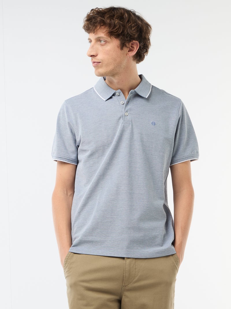 Polo avec broderie sur poitrine Bleu - Kiabi