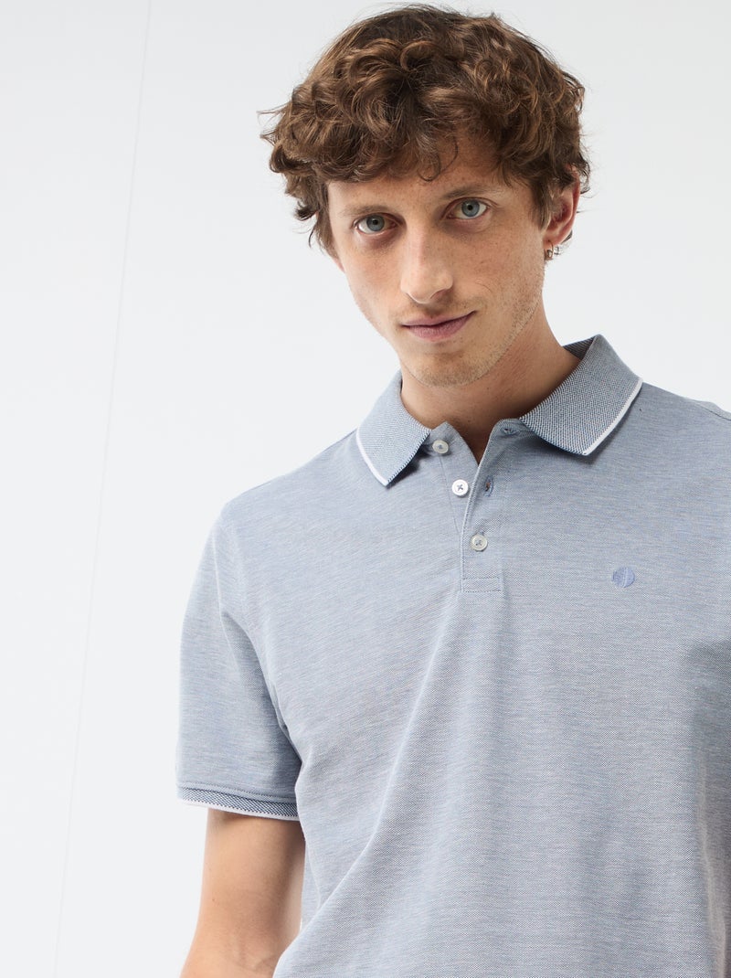 Polo avec broderie sur poitrine Bleu - Kiabi