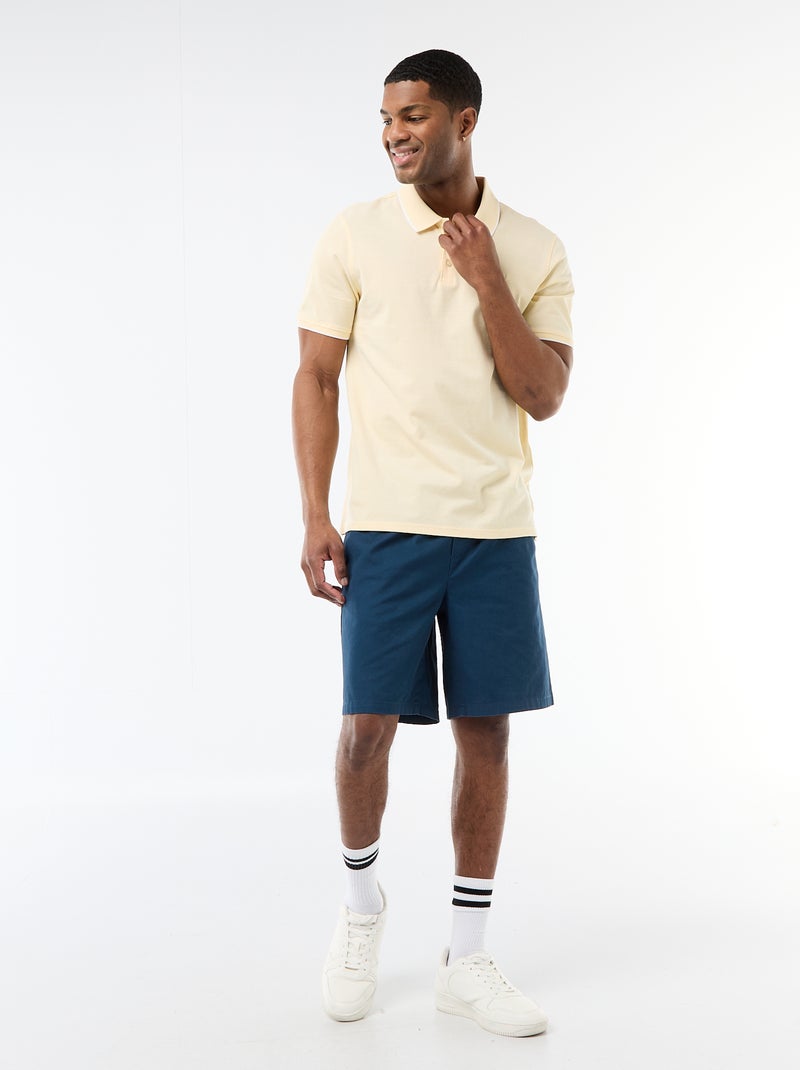 Polo avec broderie sur poitrine Jaune - Kiabi