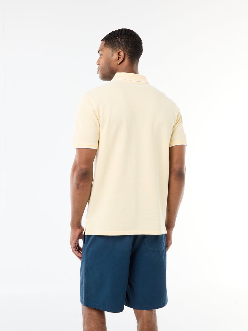 Polo avec broderie sur poitrine Jaune - Kiabi