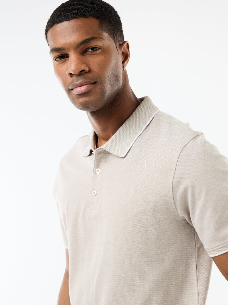 Polo avec broderie sur poitrine Kaki - Kiabi