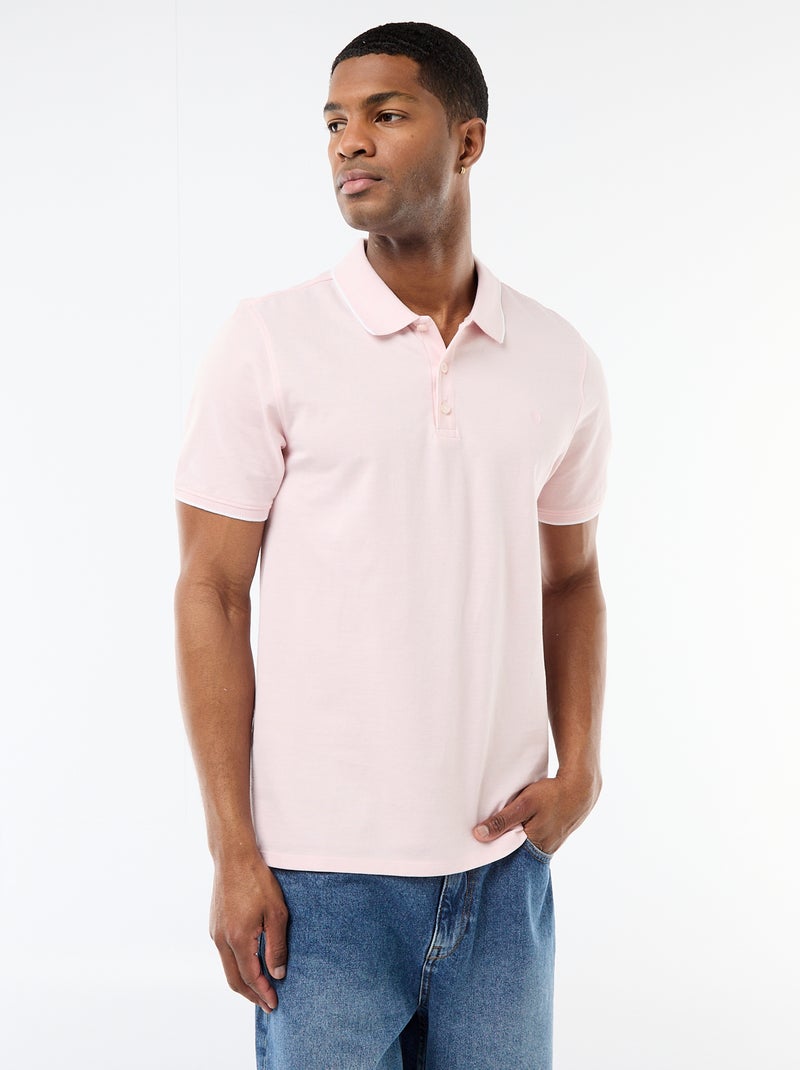 Polo avec broderie sur poitrine Rose - Kiabi