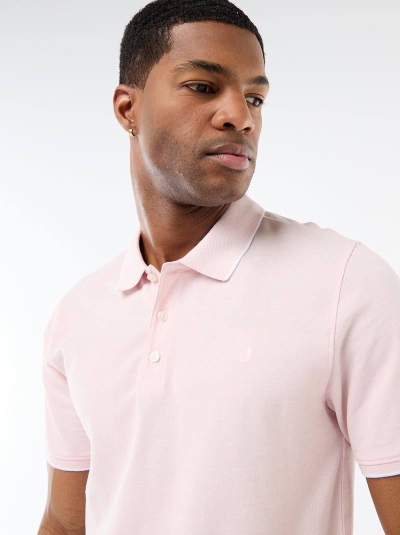 Polo avec broderie sur poitrine Rose - Kiabi