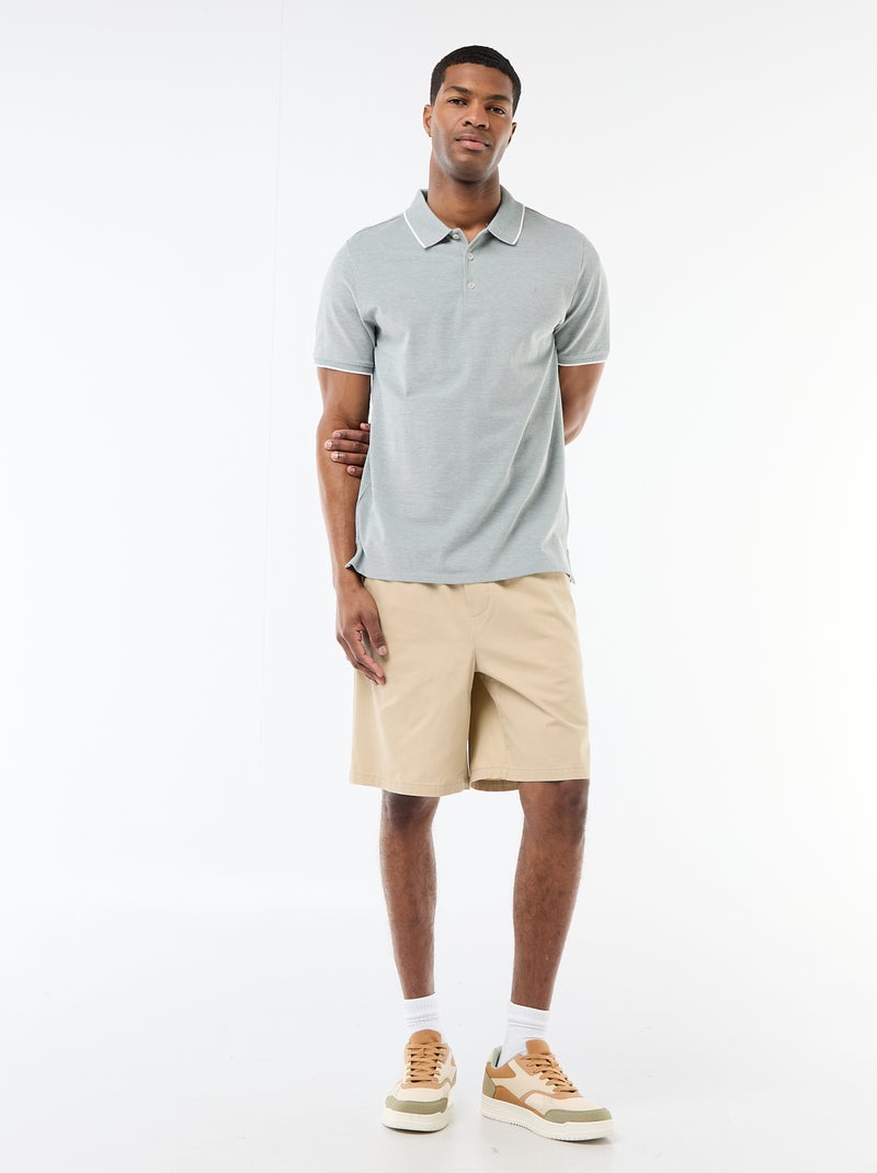 Polo avec broderie sur poitrine Vert - Kiabi