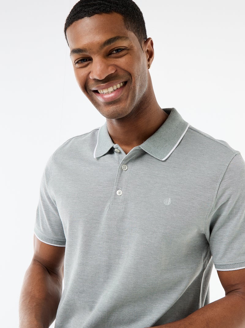 Polo avec broderie sur poitrine Vert - Kiabi