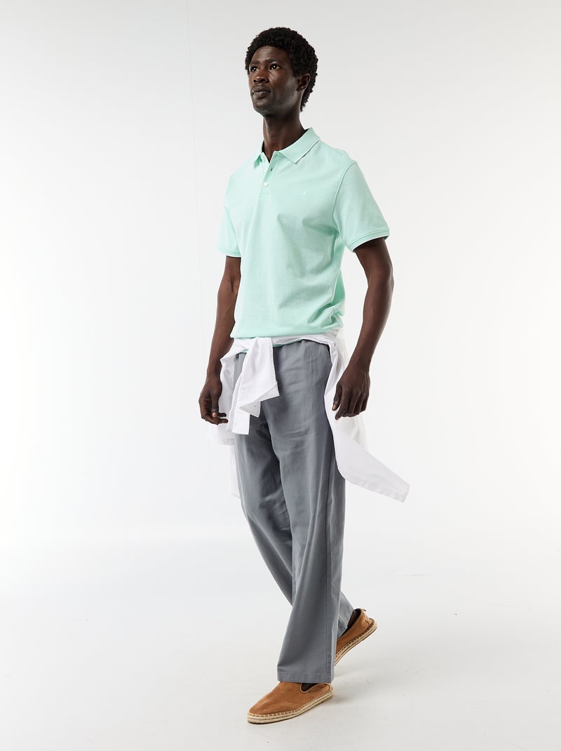 Polo avec broderie sur poitrine Vert - Kiabi