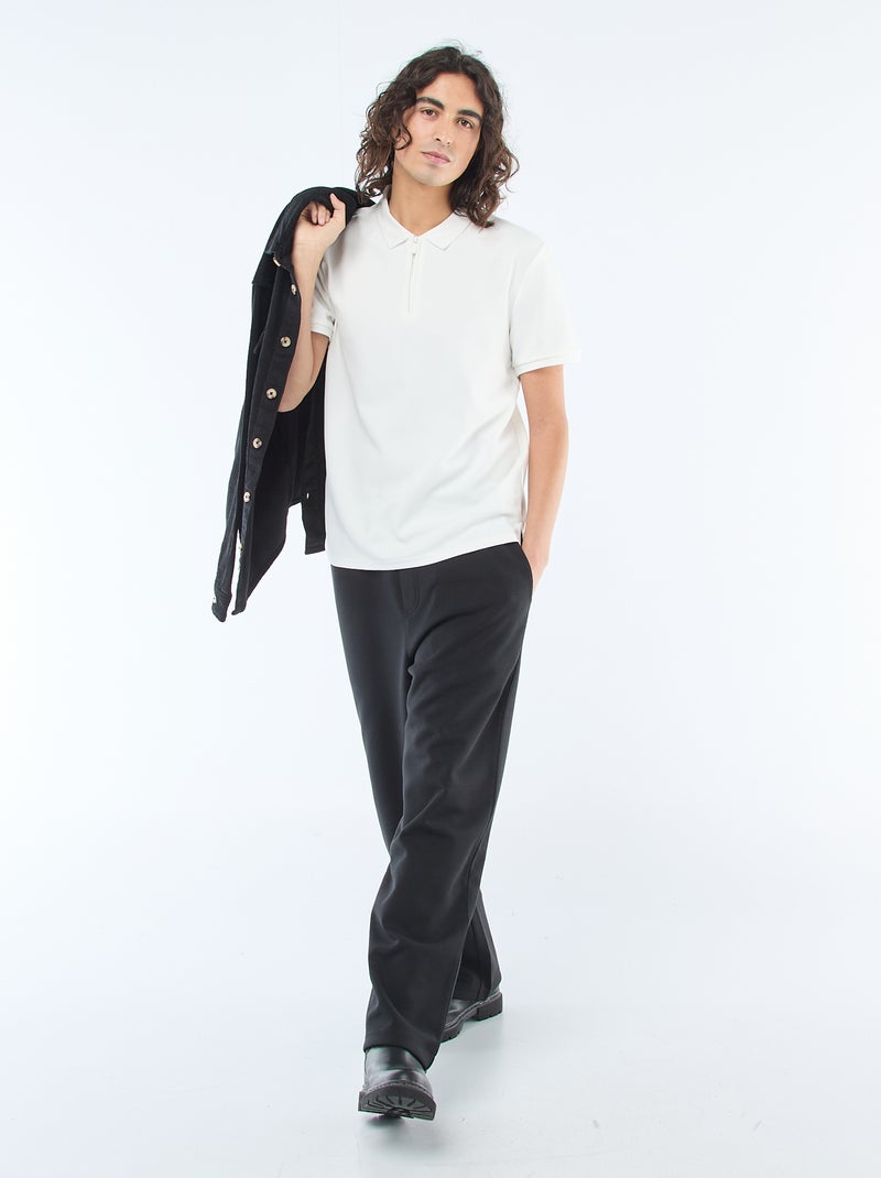 Polo col zippé Blanc - Kiabi