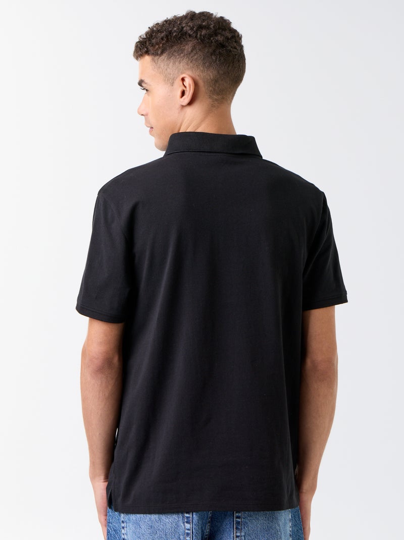 Polo col zippé Noir - Kiabi