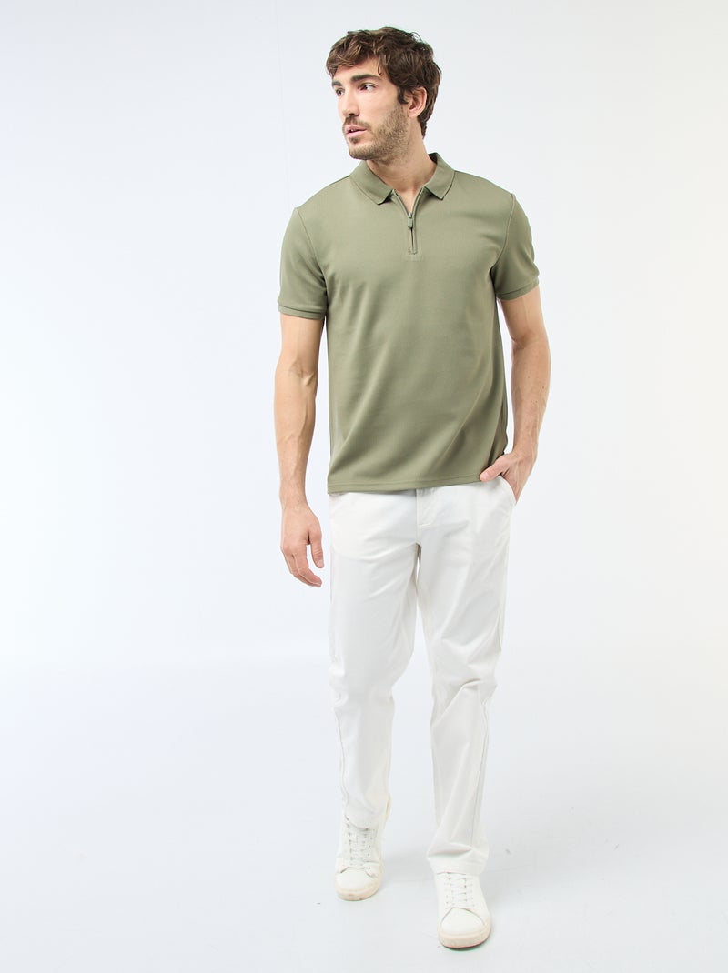 Polo col zippé Vert - Kiabi