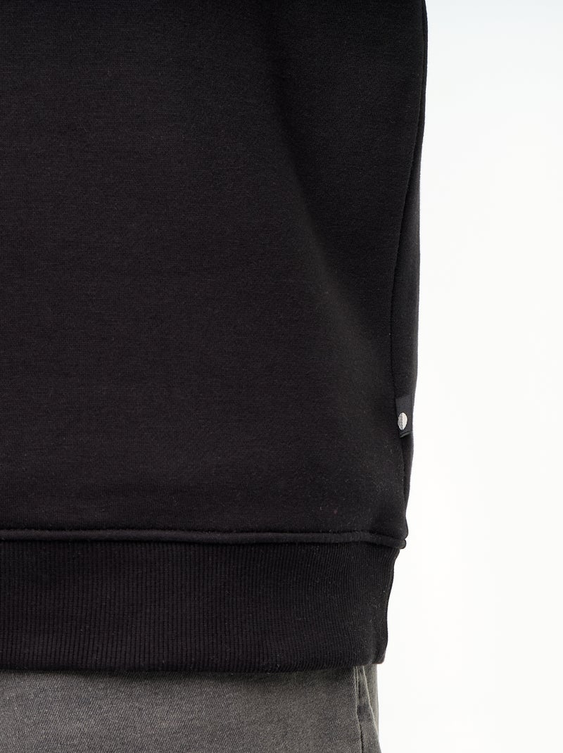 Polo Collar Fleece Sweatshirt Black - Kiabi