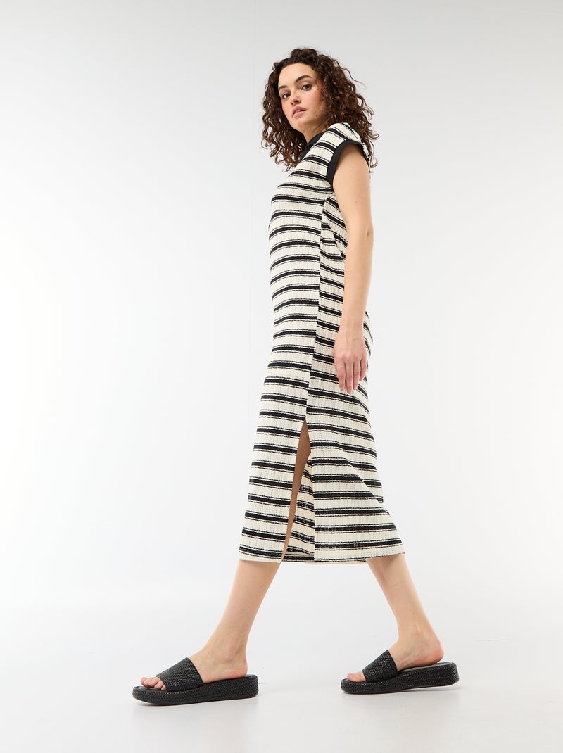 Polo Collar Long Dress Black - Kiabi