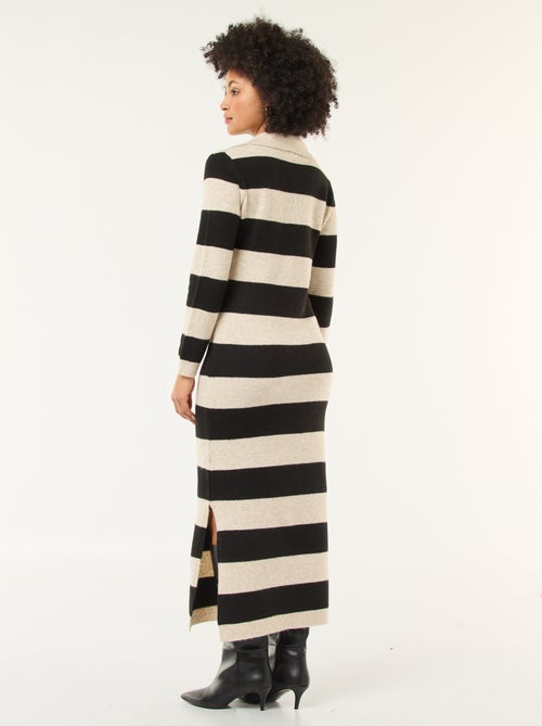 Polo Collar Long Sleeve Sweater Dress - Kiabi