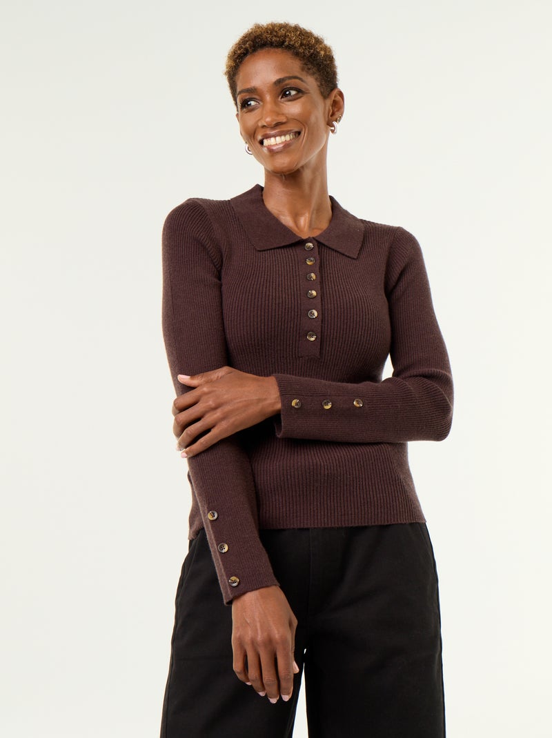 Polo collar sweater Brown - Kiabi