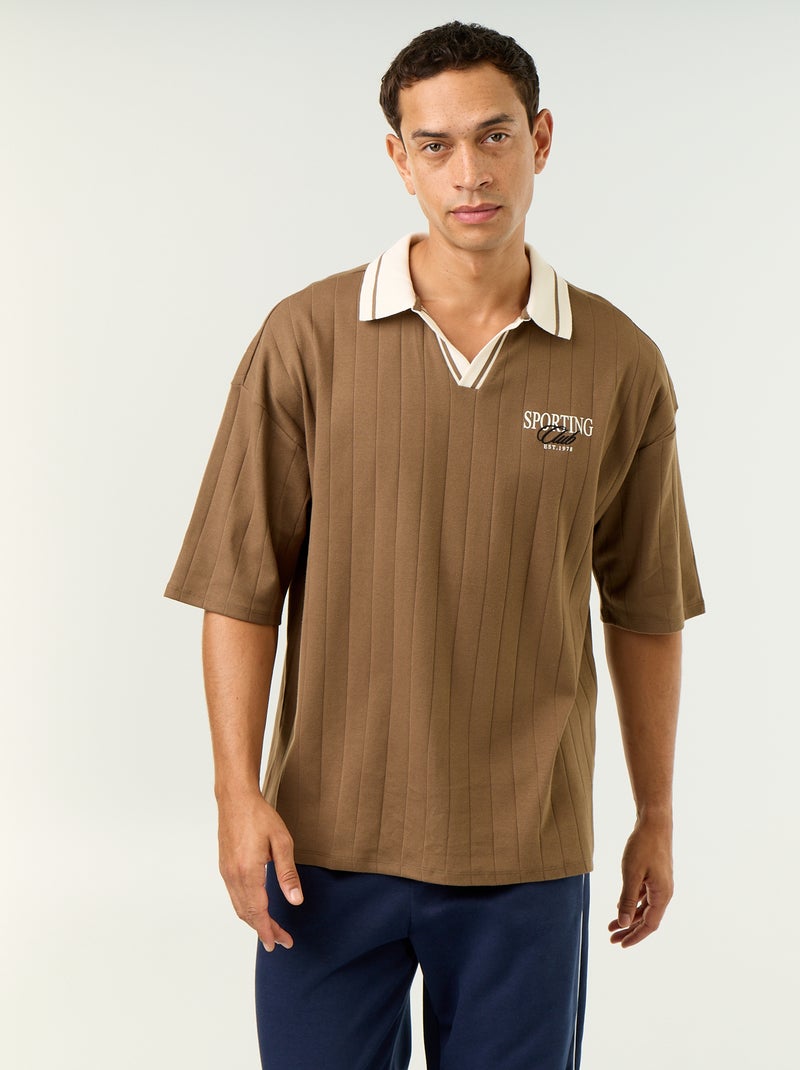 Polo comfort fit a maniche corte Marrone - Kiabi
