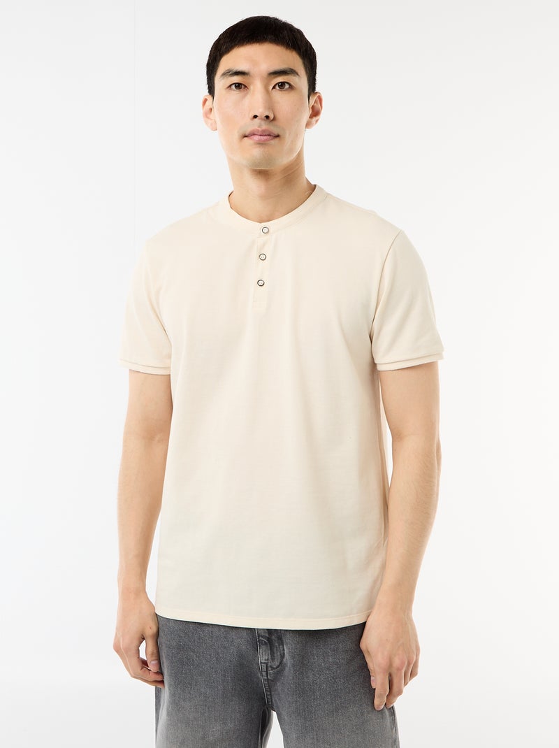 Polo con collo alla coreana Bianco - Kiabi