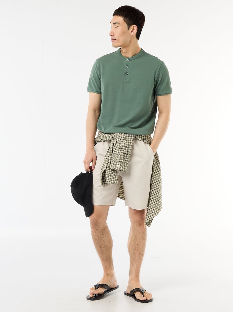 Polo con collo alla coreana Verde - Kiabi