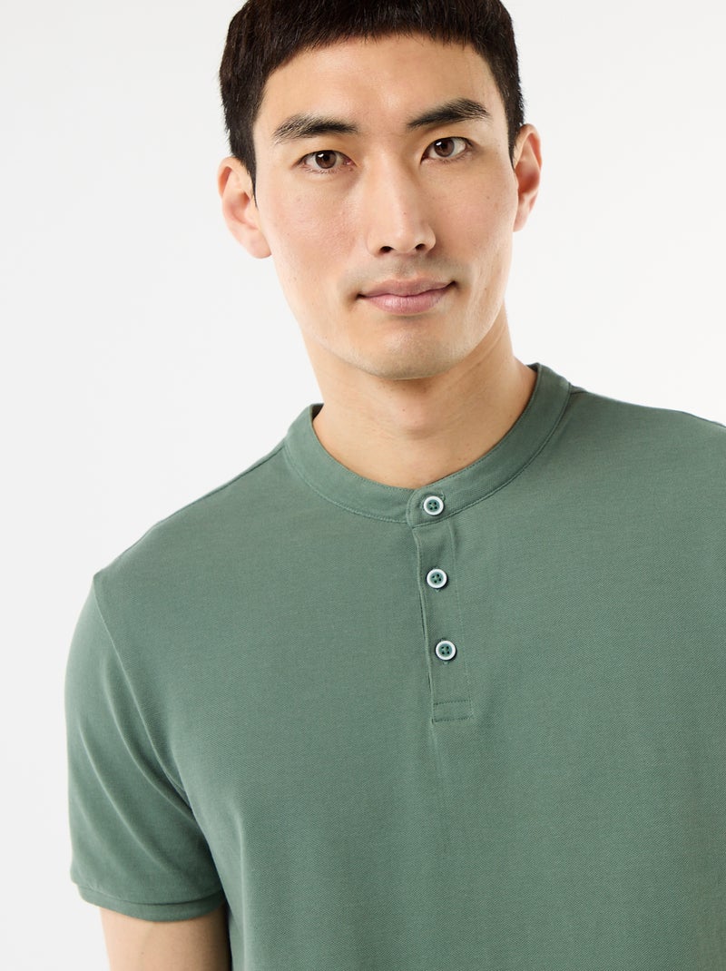 Polo con collo alla coreana Verde - Kiabi