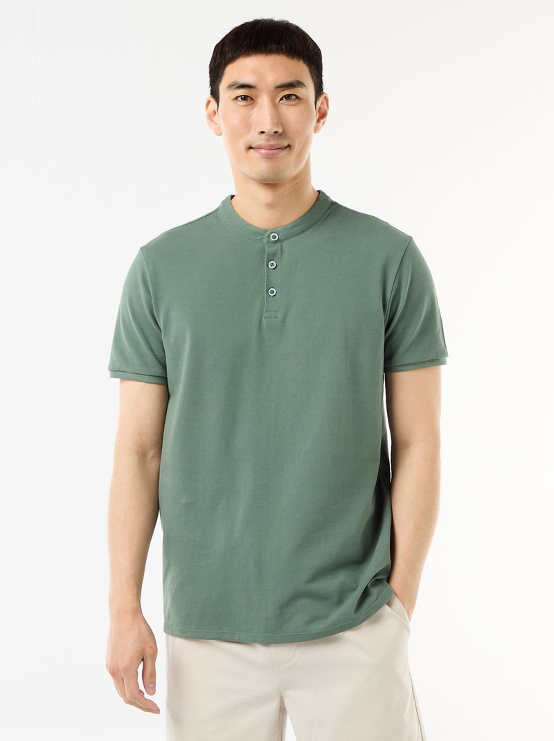 Polo con collo alla coreana Verde - Kiabi