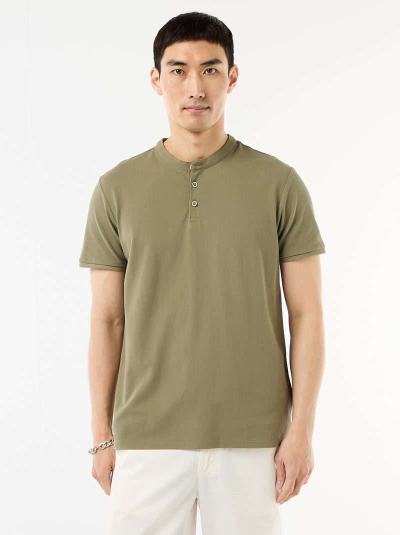 Polo con collo alla coreana Verde - Kiabi