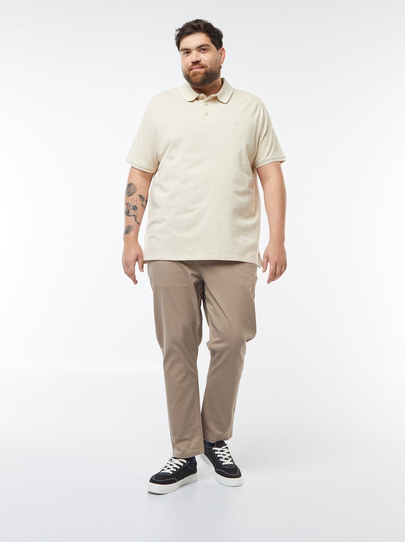 Polo en coton à contrastes Beige - Kiabi