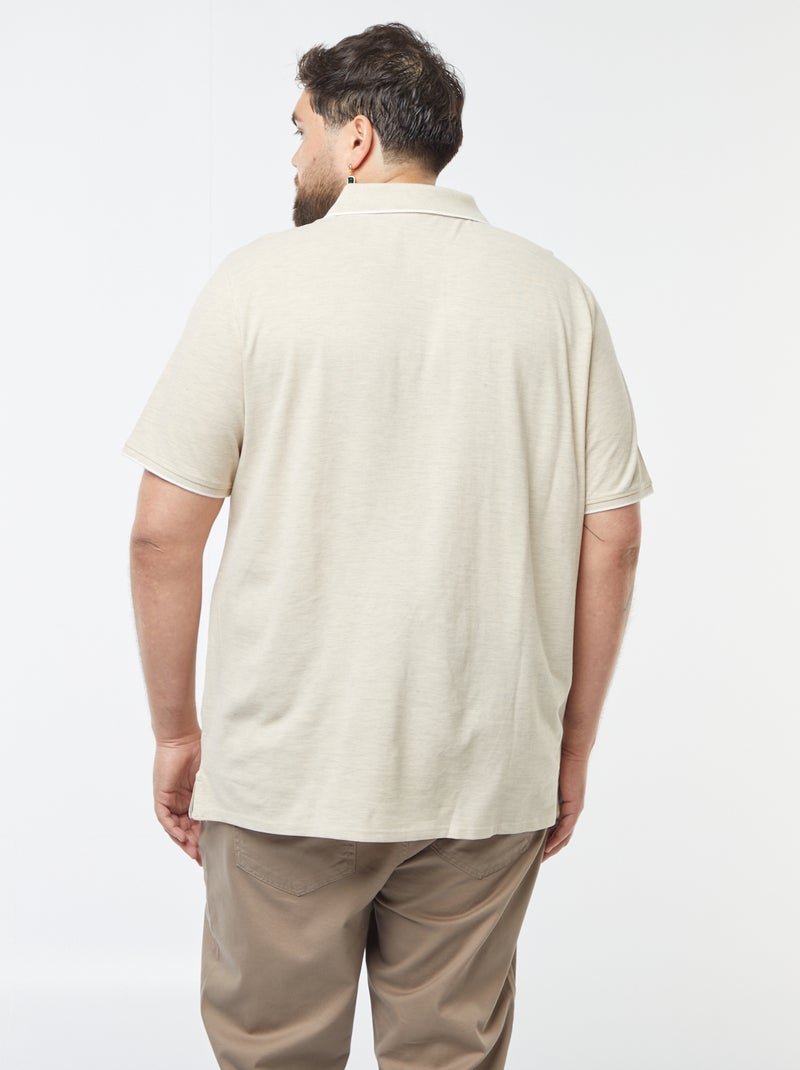 Polo en coton à contrastes Beige - Kiabi