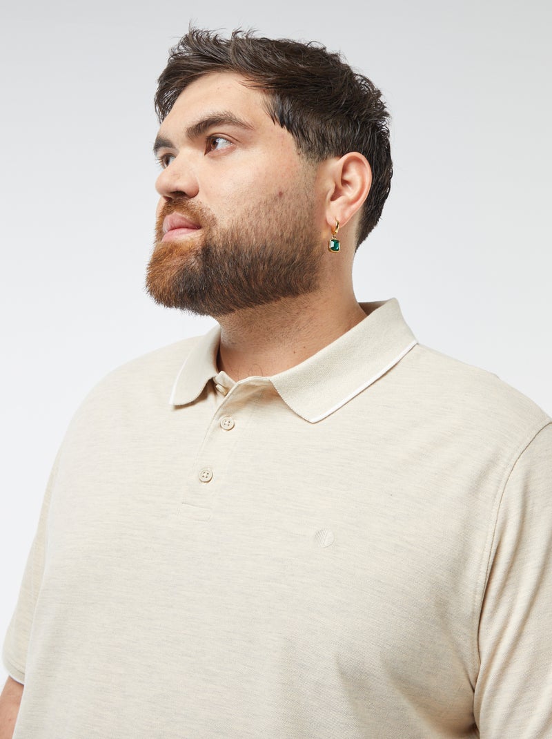 Polo en coton à contrastes Beige - Kiabi