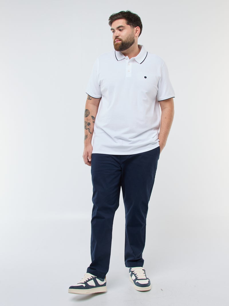 Polo en coton à contrastes Blanc - Kiabi